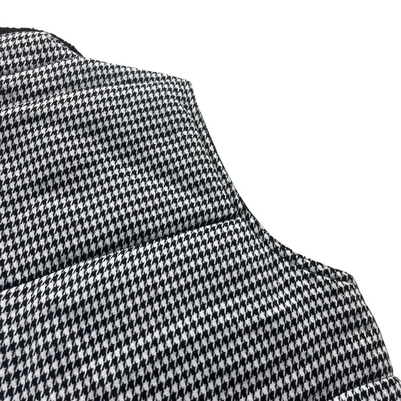 Staccato Women’s S Black White Houndstooth Knit Sherpa Collar Zipper Puffer Vest - Picture 11 of 15